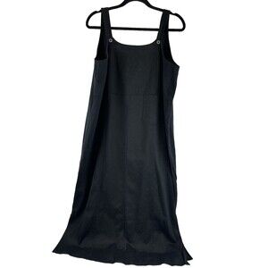 Cherokee Plus Apron Maxi Dress Black Button Straps Cotton Rayon Straight Womn 18